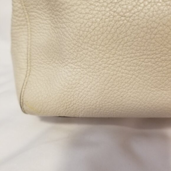 Authentic Coach Cream Ivory Pebbled Leather Large Tote Purse - Picture 12 of 15